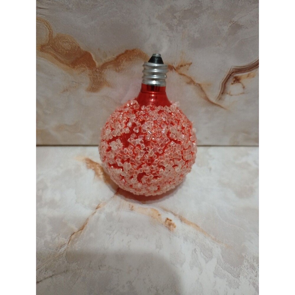 Vintage GE Christmas Ice Sugar Frosted Snowball Light Bulbs C7 -  Red